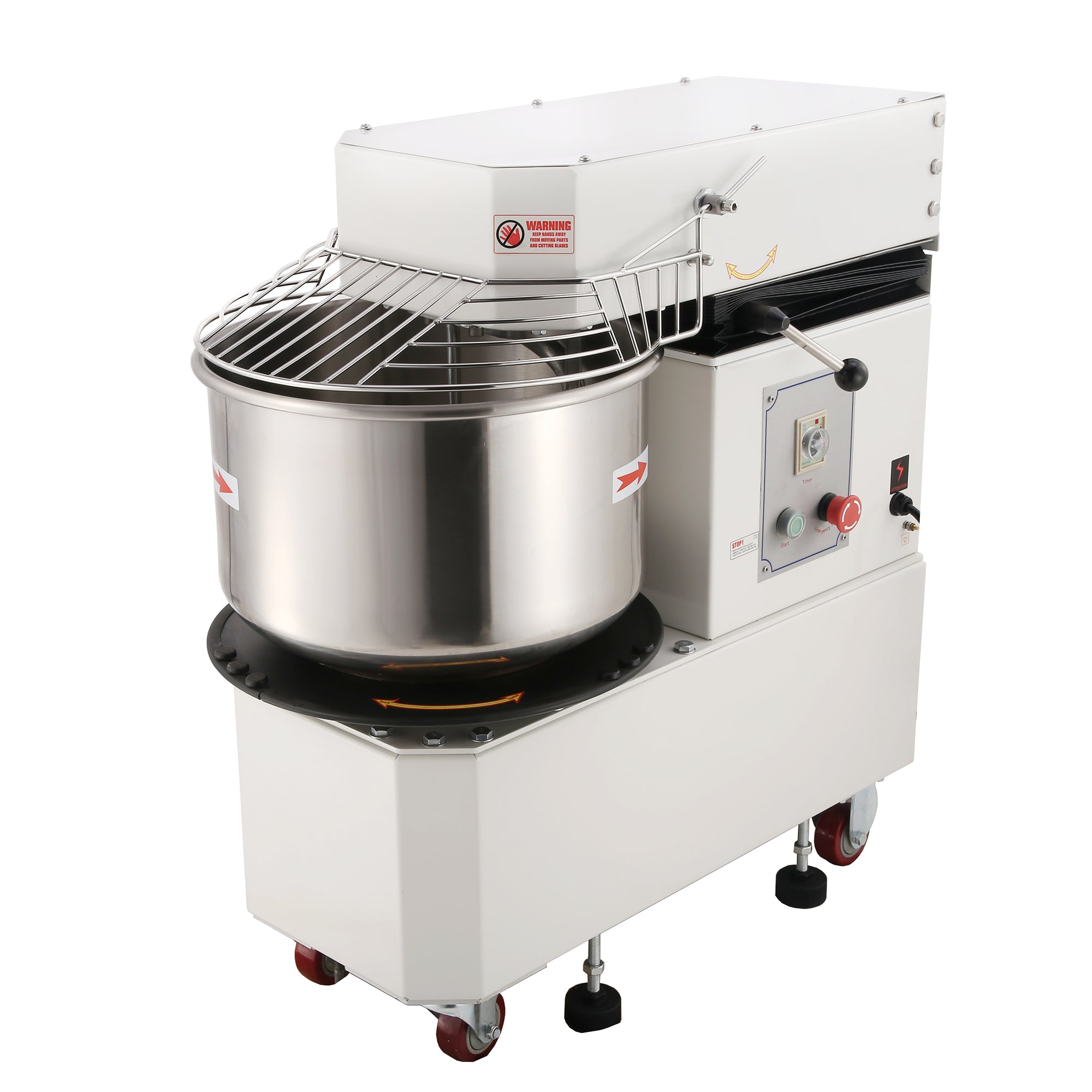 Hakka Commercial Dough Mixers 40 Quart Stainless Steel 2 Speed Rising Spiral Mixers-HTD40B (220V/60Hz,3 Phase)