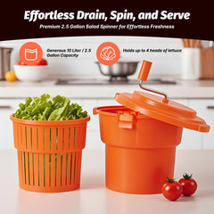 Clivia 2.5 Gal/10 Qt Large Salad Spinner Manual Salad Dryer with Handly for Commercial Restaurant