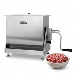 Morgangastro 30L/60 lb Manual Meat Mixer, Stainless Steel Tilt Sausage Mixer with Removable Paddles & Hand Crank 