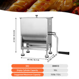 Morgangastro 7.5L/15 lb Commercial Manual Meat Mixer, Fixed Tank Stainless Steel Sausage & Burger Mixer