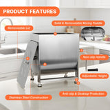 Morgangastro 7.5L/15 lb Commercial Manual Meat Mixer, Fixed Tank Stainless Steel Sausage & Burger Mixer