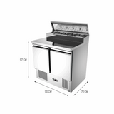 Carina Refrigerated Salad Workbench Stainless Steel Pizza and Salad Preparation Counter Commercial Display Case