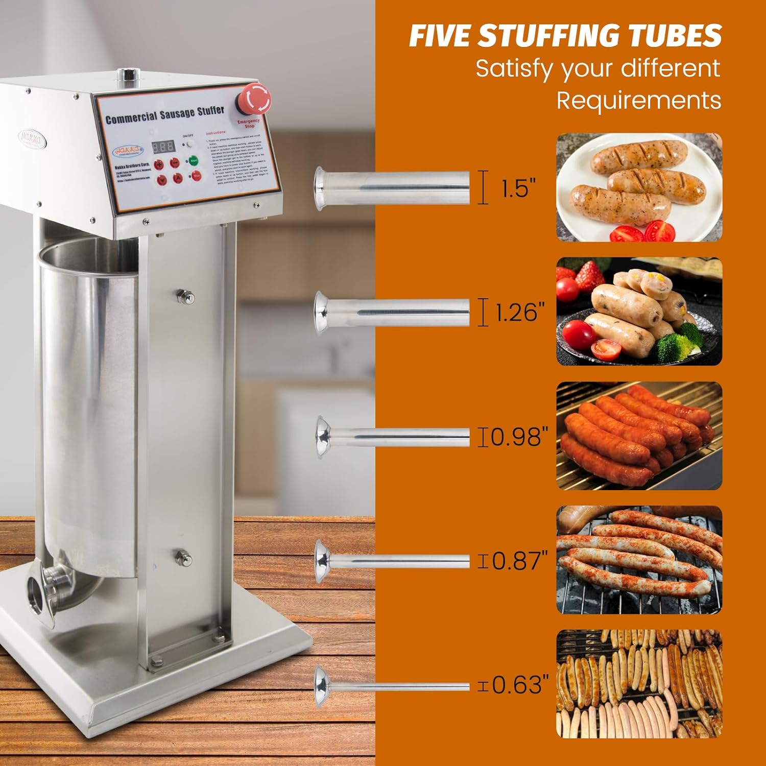 Hakka Commercial 25 LB Stainless Steel Electric Sausage Stuffer and Vertical Sausage Maker