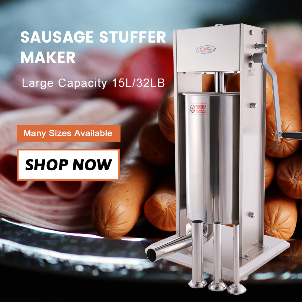 Hakka 30 Lb/15 L Sausage Stuffer 2 Speed Stainless Steel Vertical Sausage  Maker