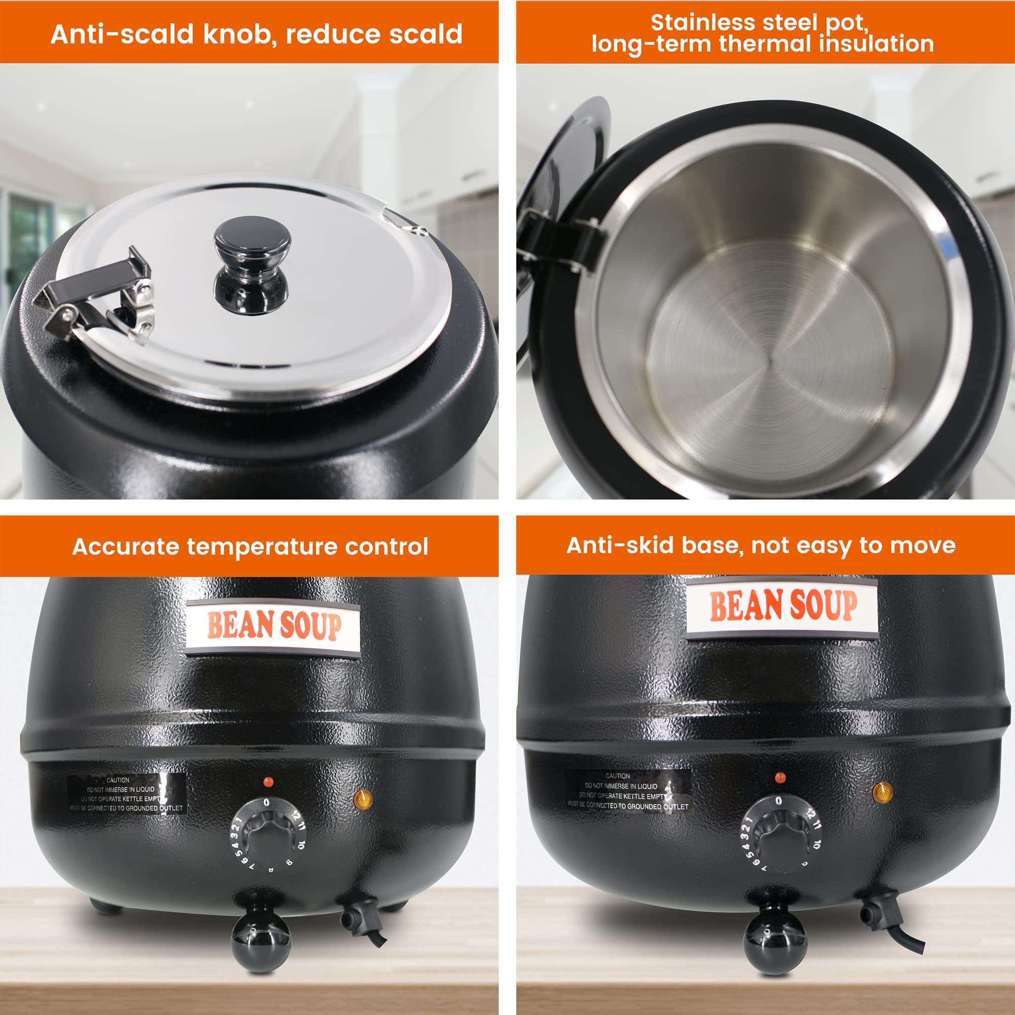 Hakka Soup Warmers Commercial, Soup Kettle Great For Use In Restaurants and  Events, 11Quarts,120v, 600w, Black