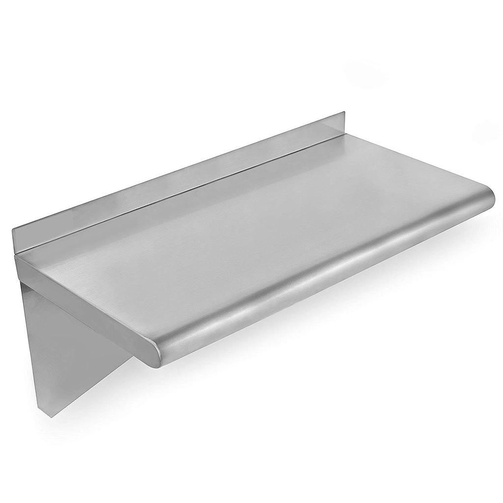 Hakka Commercial Stainless Steel Wall Mount Shelf-12"x48 with 1.5" lid up, 18GA.430S/S, two brackets, carton packing