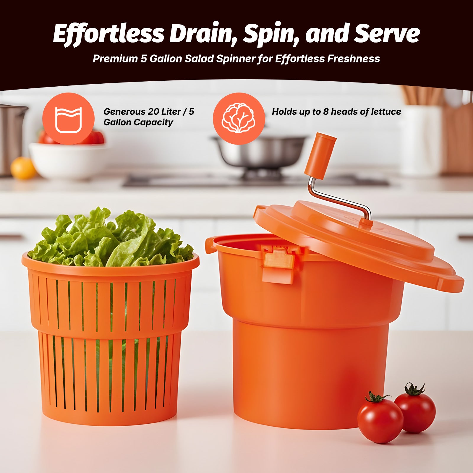 リンダ　甘平20kgB級 Clivia 5 Gal/20 Qt Commercial Salad Spinner, Large Manual Lettuce
