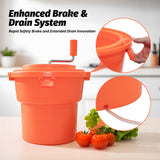 Commercial salad spinner with enhanced drain system for removing excess water from washed produce