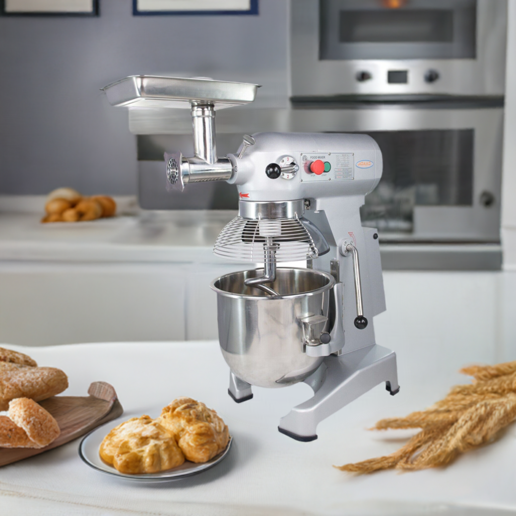 Hakka 30Qt Dough Stand Mixer 3 Speed, 4 Function Stainless Steel Food Mixer with Meat Grinder Head, ETL certified