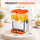 Hakka Brothers 2 x 12L Dual Bowl Refrigerated Beverage Dispenser, Commercial Juice Dispenser for Cold Drinks