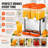 Hakka Brothers 2 x 12L Dual Bowl Refrigerated Beverage Dispenser, Commercial Juice Dispenser for Cold Drinks