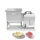 Hakka 15L 30 lb commercial electric meat mixer with stainless steel body shown in front view