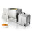 Open top view of the Hakka 45L 90 lb stainless steel tilting meat mixer with ingredients inside