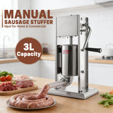 Hakka 3L vertical sausage filler made of strong stainless steel, suitable for home and professional use.