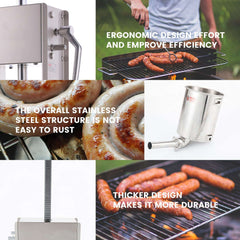 Hakka 22 Lb/10L Stainless Sausage Stuffer 2 Speed Vertical Meat Filler(Official Refurbishment)