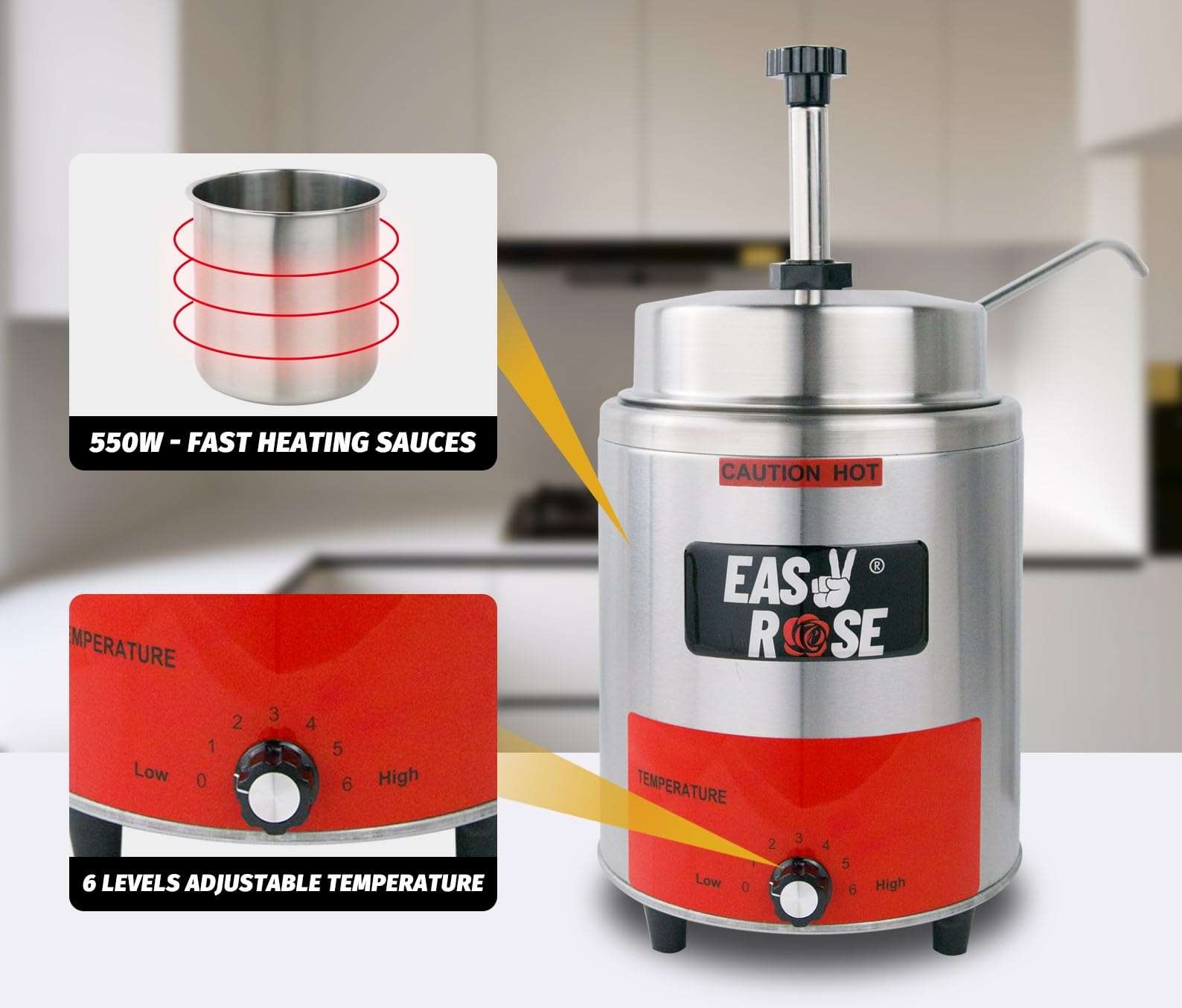 EASYROSE Nacho Cheese Dispenser Warmer 3.5QT Electric Nacho Cheese Mac –  Hakka Brothers Corp