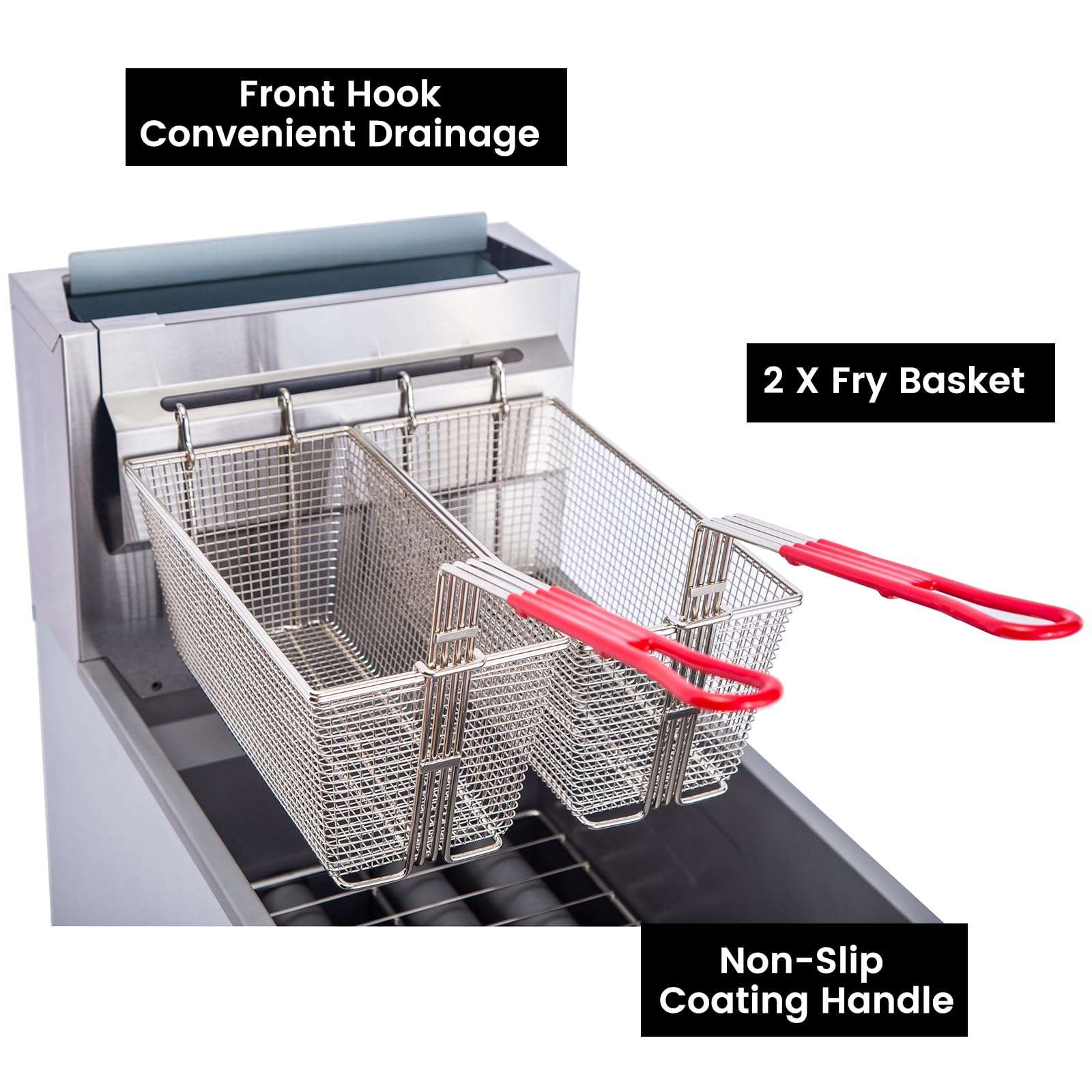 EasyRose Commercial Deep Fryer with Basket, Electric Deep Fryers with 8.4QT/8L Removable Basket, Lid & Temperature Limiter