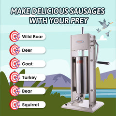 Hakka 11 Lb/5 L Stainless Sausage Stuffer 2 Speed  Vertical Sausage Maker(Official Refurbishment)