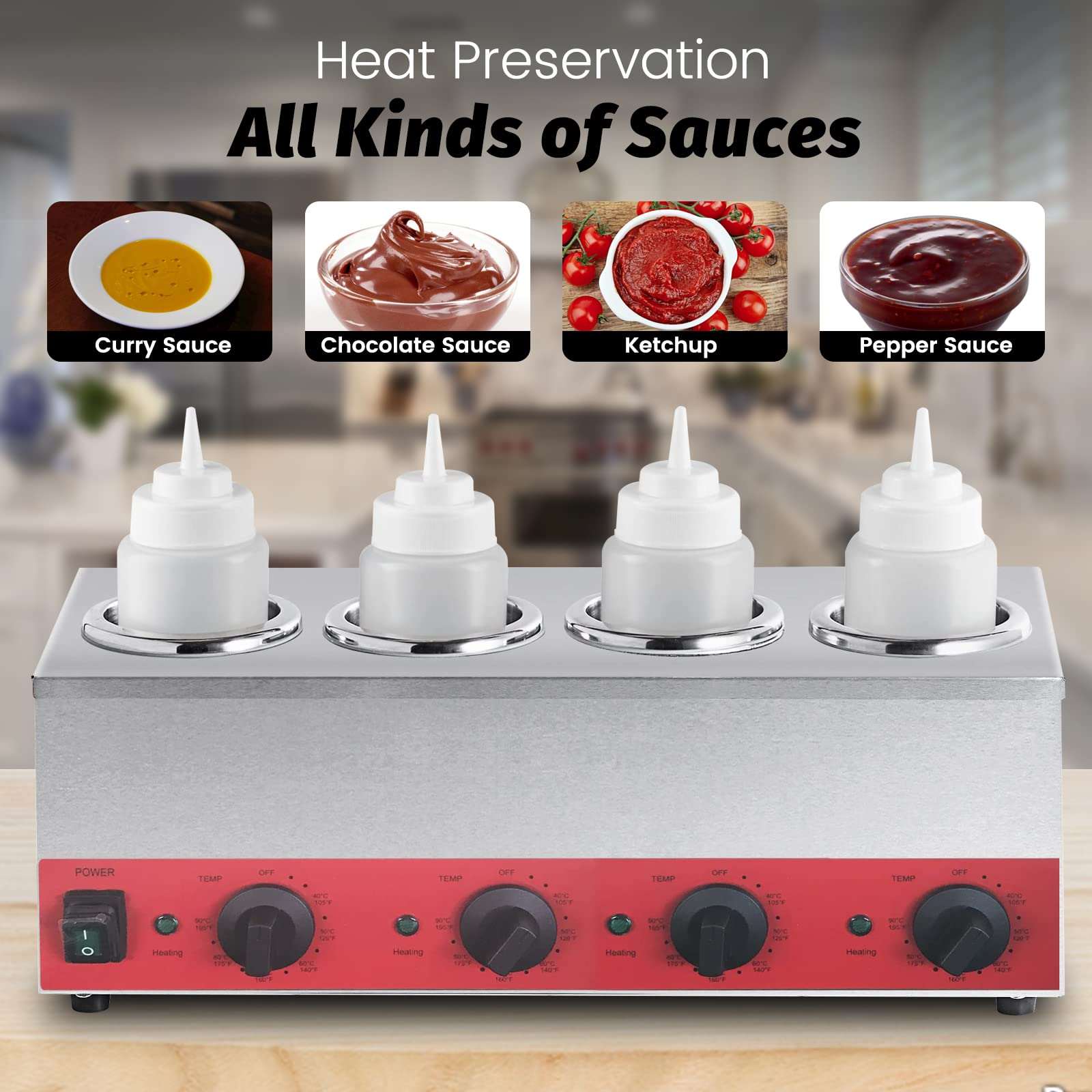 EASYROSE Sauce Cheese Nacho Warmer Commercial Squeeze Topping Bottle W –  Hakka Brothers Corp