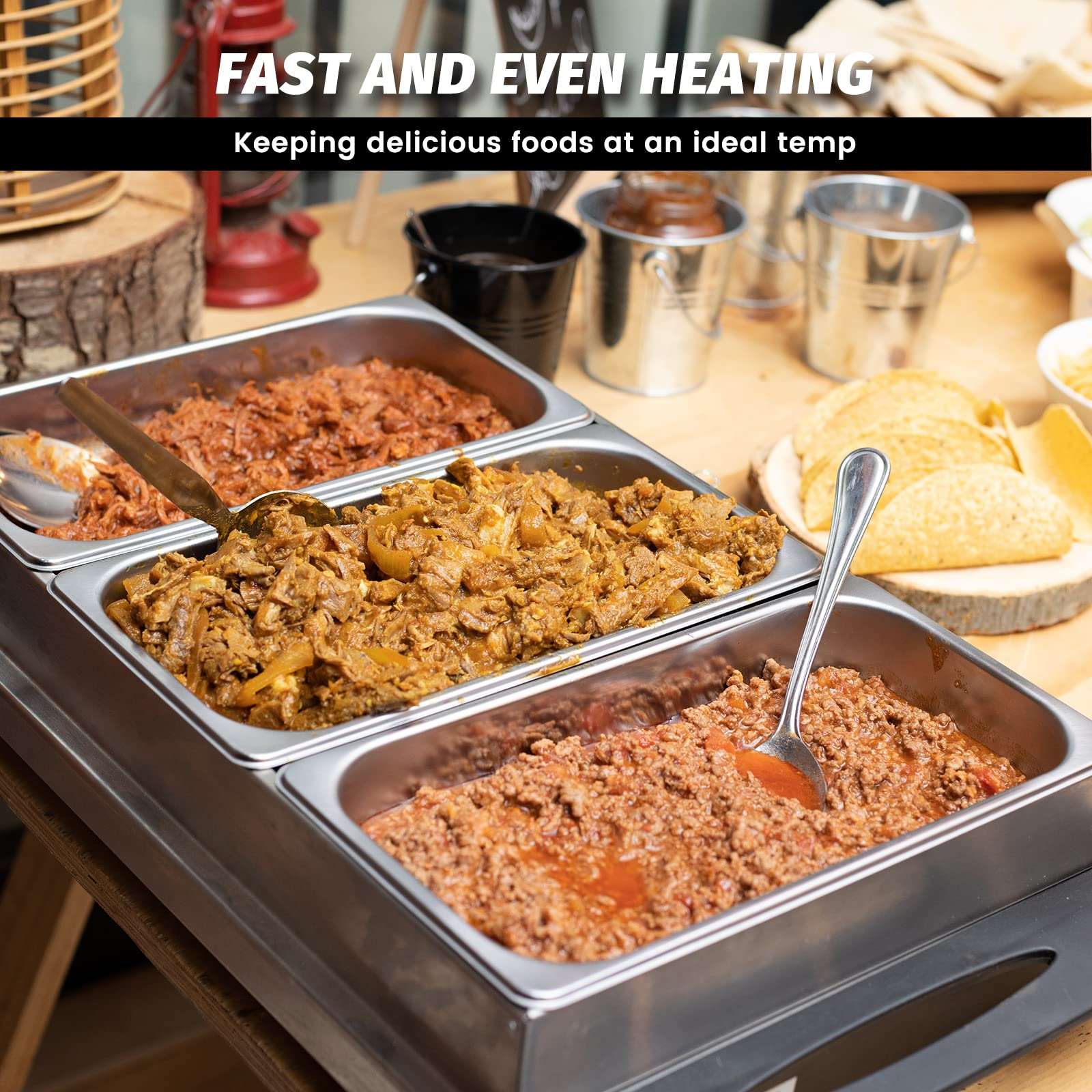 2-head Food Warmer Light Commerical Buffet Tabletop Food Heating
