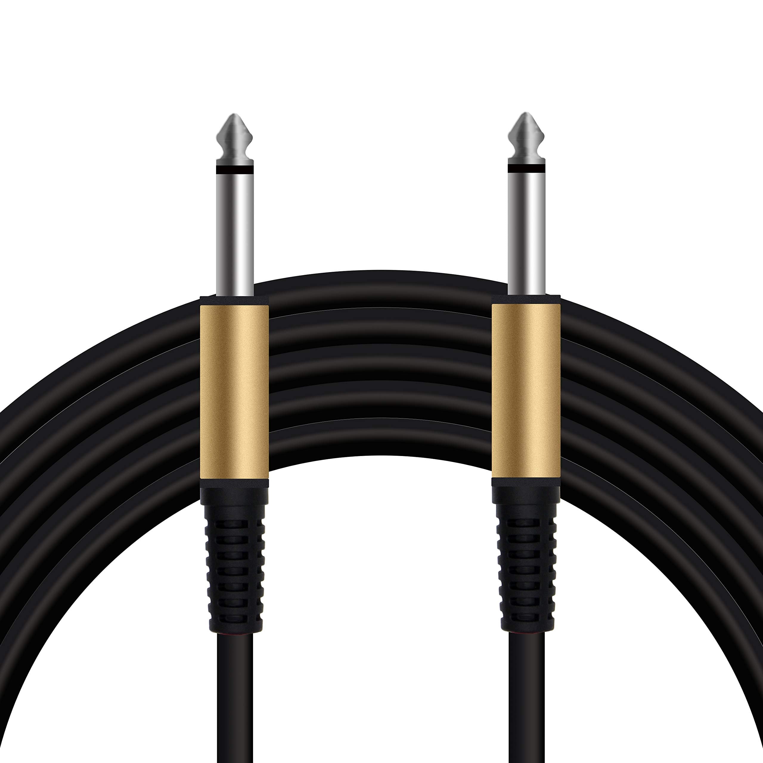 20 Feet Professional Guitar Instrument Cable with Black PVC Jacket Straight 1/4" TS to Straight 1/4" TS for Electric Guitar