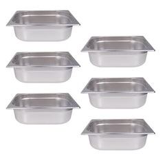 Clivia 1/2 Size 6-Pack Hotel Pans Half Size Steam Table Pan 4" Deep Commercial Hotel Pan Stainless Steel Pan for Party, Restaurant, Hotel
