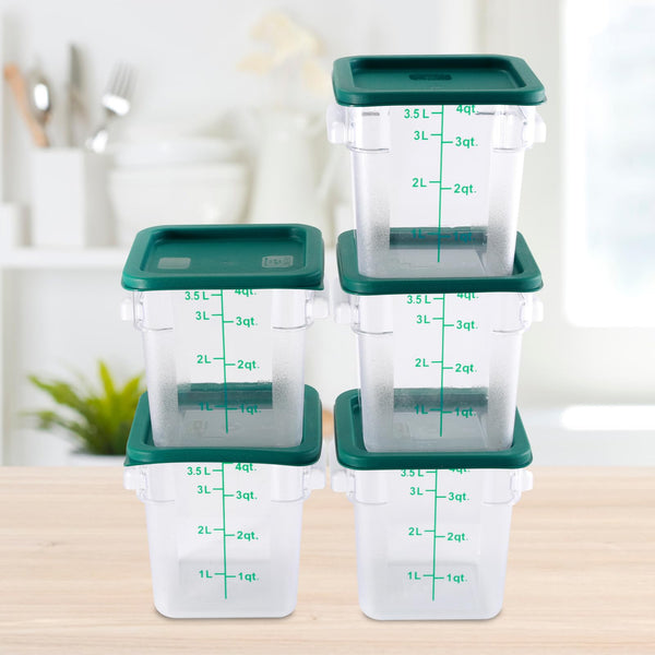 square plastic containers for plants Clivia 4 Qt Commercial Grade Square Food Storage Containers with Lids,Polycarbonate,Clear