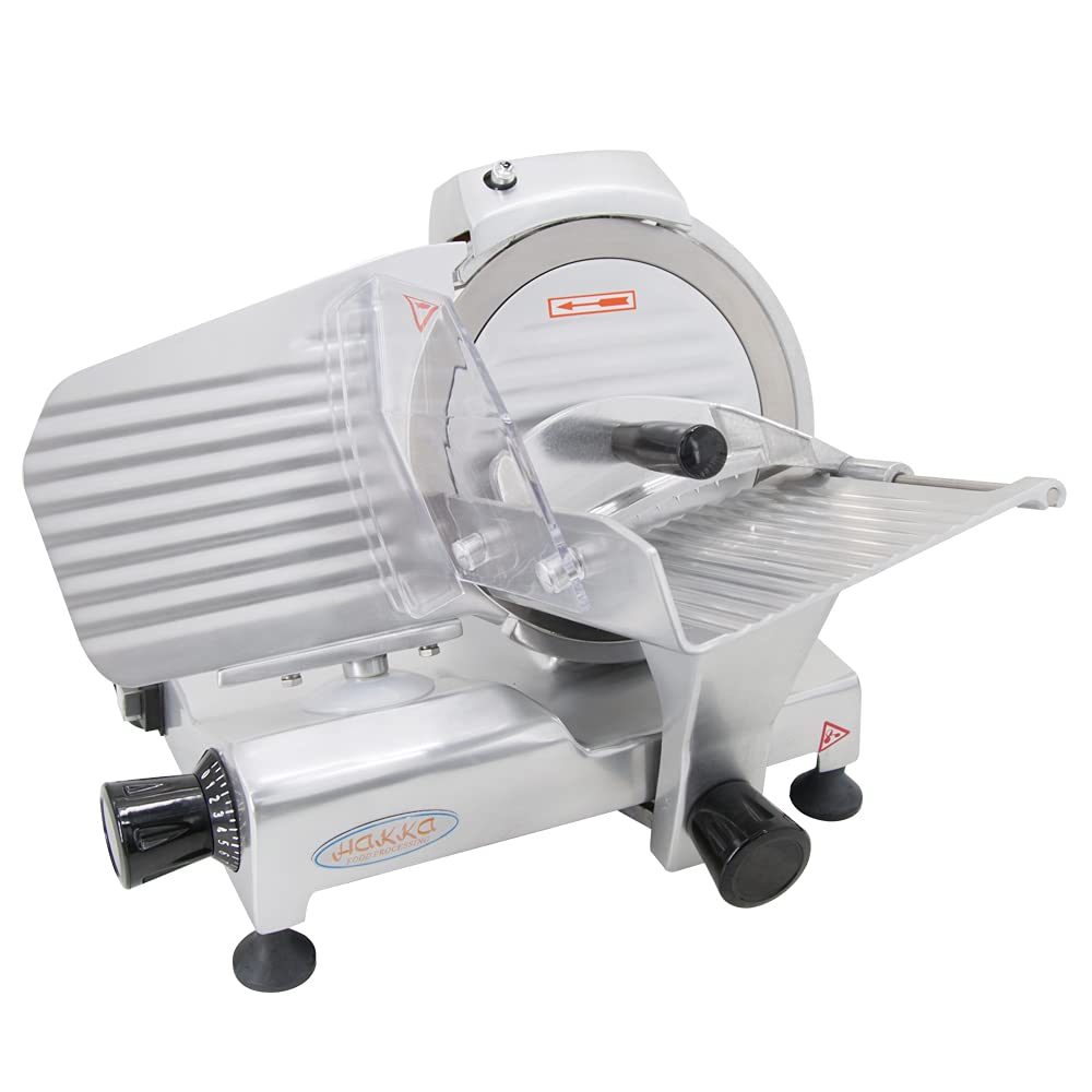 Hakka Commercial Meat Slicer, 9-Inch Anodized Aluminum Cheese Slicer Semi-Auto Frozen Meat Slicer Electric Food Slicer, 110V/120W