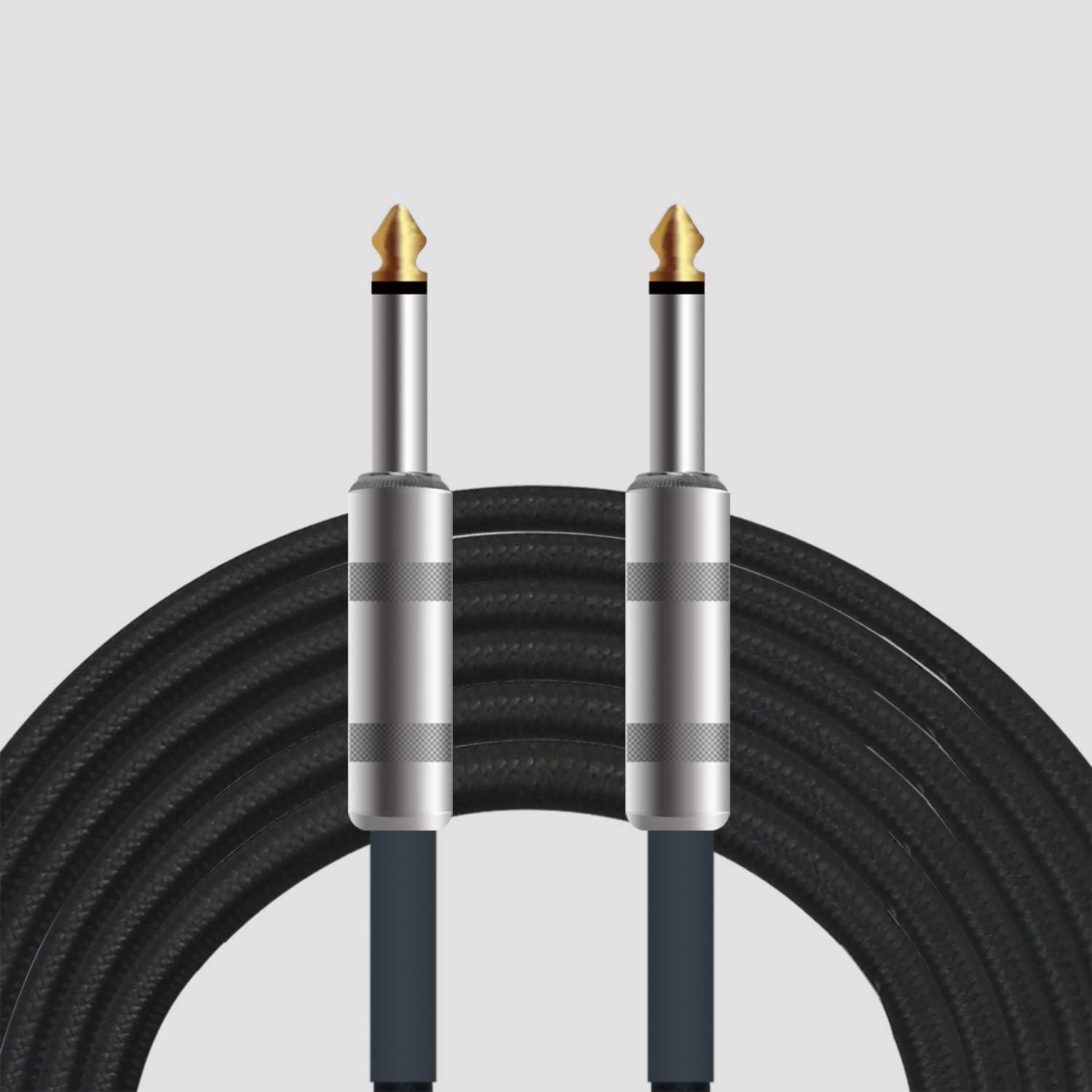 10 Feet Professional Guitar Instrument Cable with Noble Black Tweed Coat Straight 1/4 Inch TS to Straight 1/4 Inch TS
