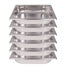 Clivia 1/2 Size Stainless Steel Food Pans,2.5"Deep Food Containers- Pack of 6