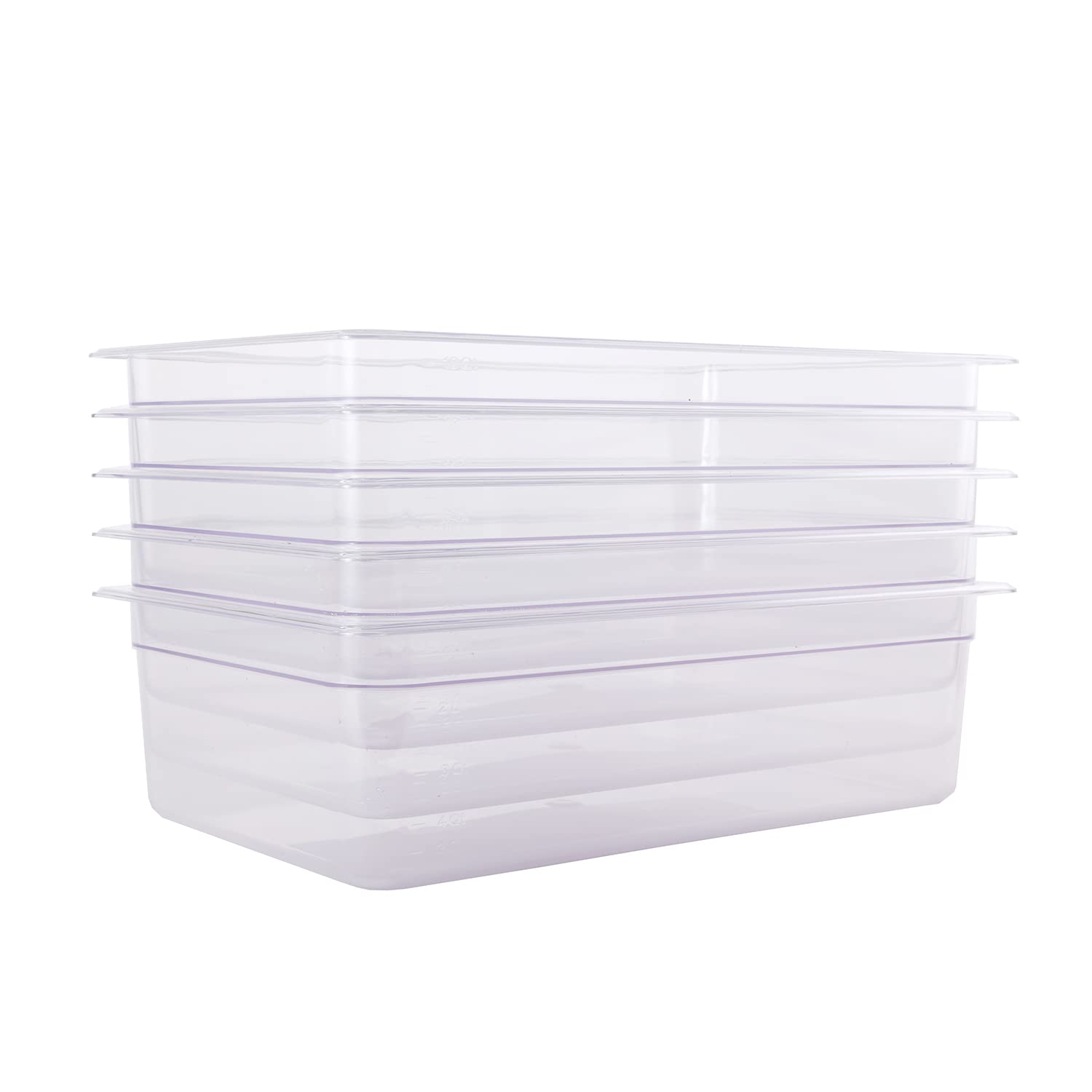 Hakka 1/1 Size 6-Pack Food Pan Full Size Clear Polycarbonate Food Pans 2.5" Deep Commercial Hotel Pans for Party, Restaurant, Hotel