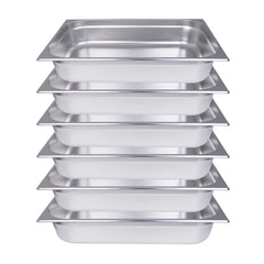 Clivia Hotel Pans Full Size 4inch Deep 1/1 Stainless Steel Steam Table Pans 6Pack