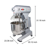 Hakka Commercial Food Mixer 4 Funtion, 20Qt Dough Mixer Machine with Stainless Steel Bowl 3 Speeds Adjustable Dough Hooks Whisk Beater Stand Mixer With Safety Guard, 1100W, 110V