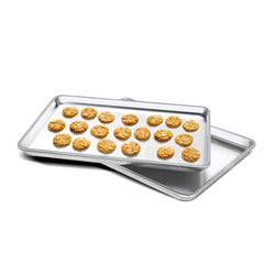 Clivia Commercial Baking Sheet,Aluminum Baking Pans Set,Cookie Sheets for Baking,Warp ResistantNon Stick Bread Baking Tray (13"x9"X2PCS)