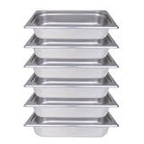 Clivia 1/3 Size Stainless Steel Food Pans,2.5"Deep Food Containers- Pack of 6