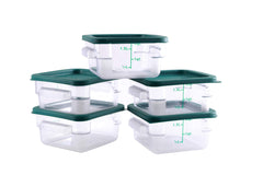 Clivia 2 Qt Commercial Grade Square Food Storage Containers with Lids,Polycarbonate,Clear - Case of 5