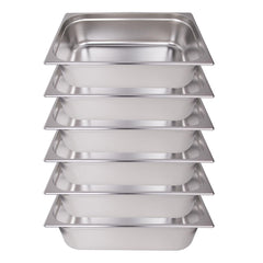 Clivia 1/1 Size Stainless Steel Food Pans,6"Deep Food Containers- Pack of 6