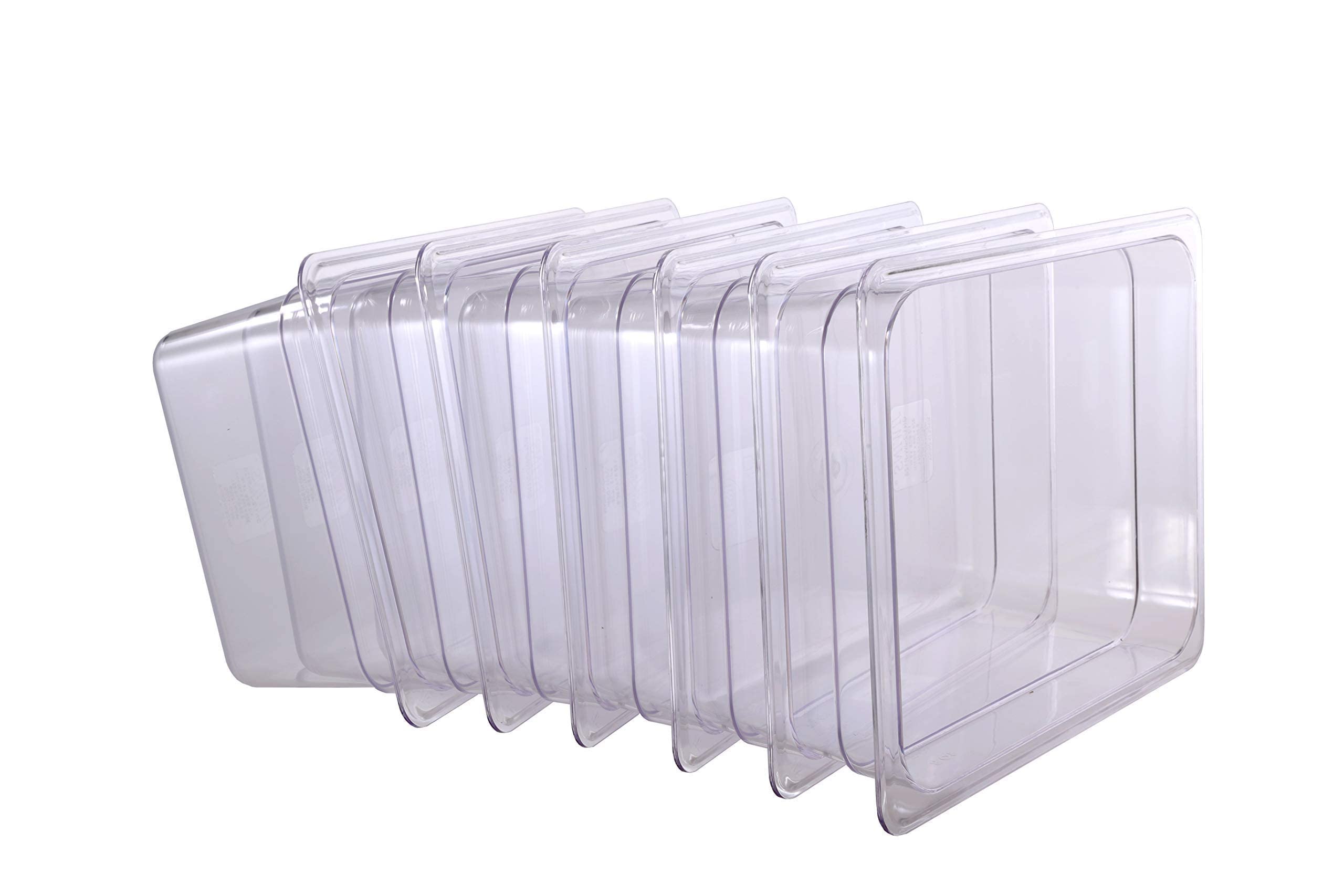 Hakka  6-Pack Food Pan Half Size Clear Polycarbonate Food Pans 1/2 Size 4" Deep Commercial Hotel Pans for Party, Restaurant, Hotel