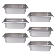 Clivia 6-Pack Hotel Pans Steam Table Pan 1/3 Size Hotel Pan 4" Deep Stainless Steel Pan for Party, Restaurant, Hotel
