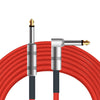 10Feet Professional Guitar Instrument Cable with a red Tweed Coat Angle 1/4 Inch TS to Straight 1/4 Inch TS