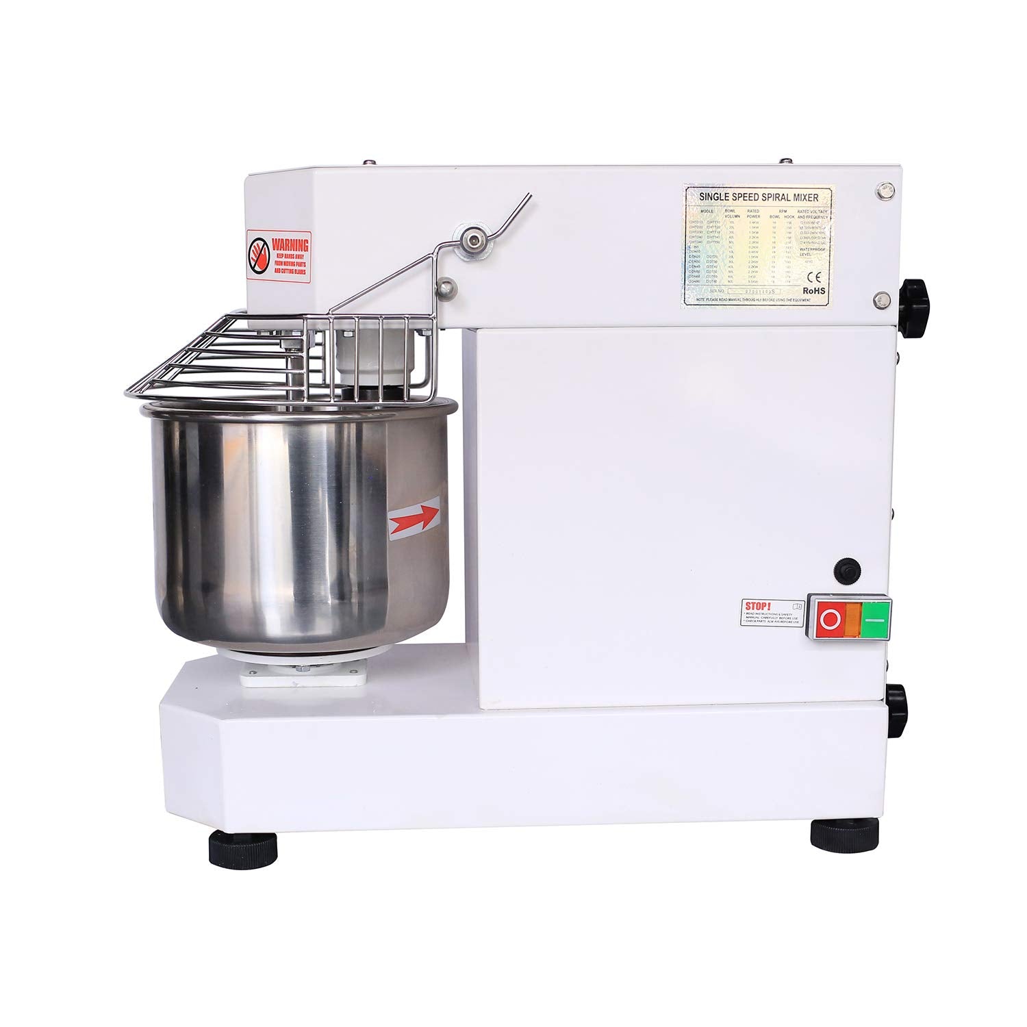 Hakka Commercial Dough Mixer, 5 Qt Spiral Mixer Food Mixer Machine with Food-grade Stainless Steel Bowl, Security Shield & Timer