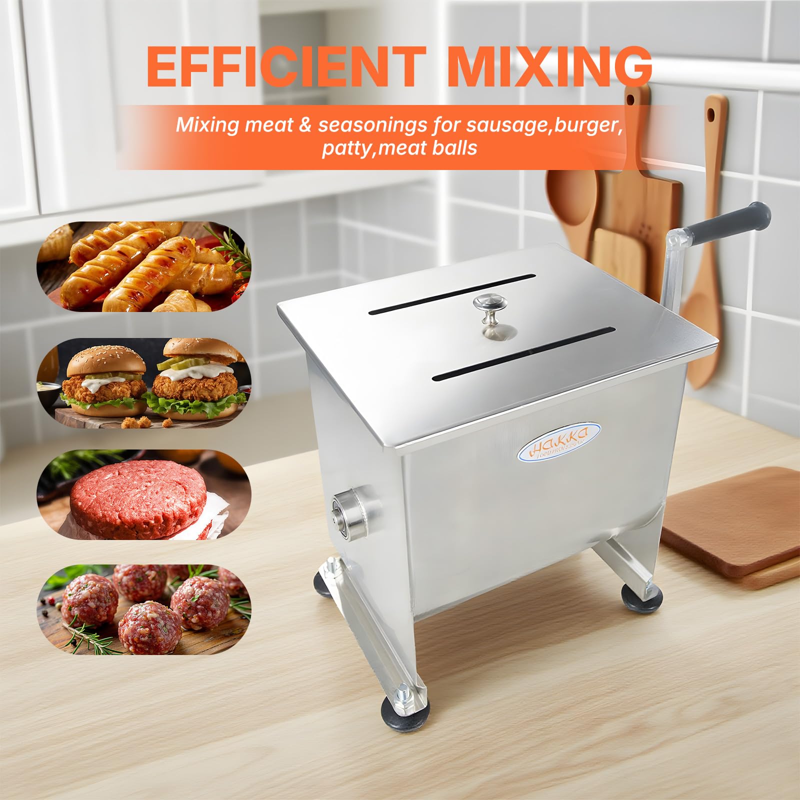 Hakka 15lb/7.5L Stainless Steel Manual Meat Mixer with Mixing