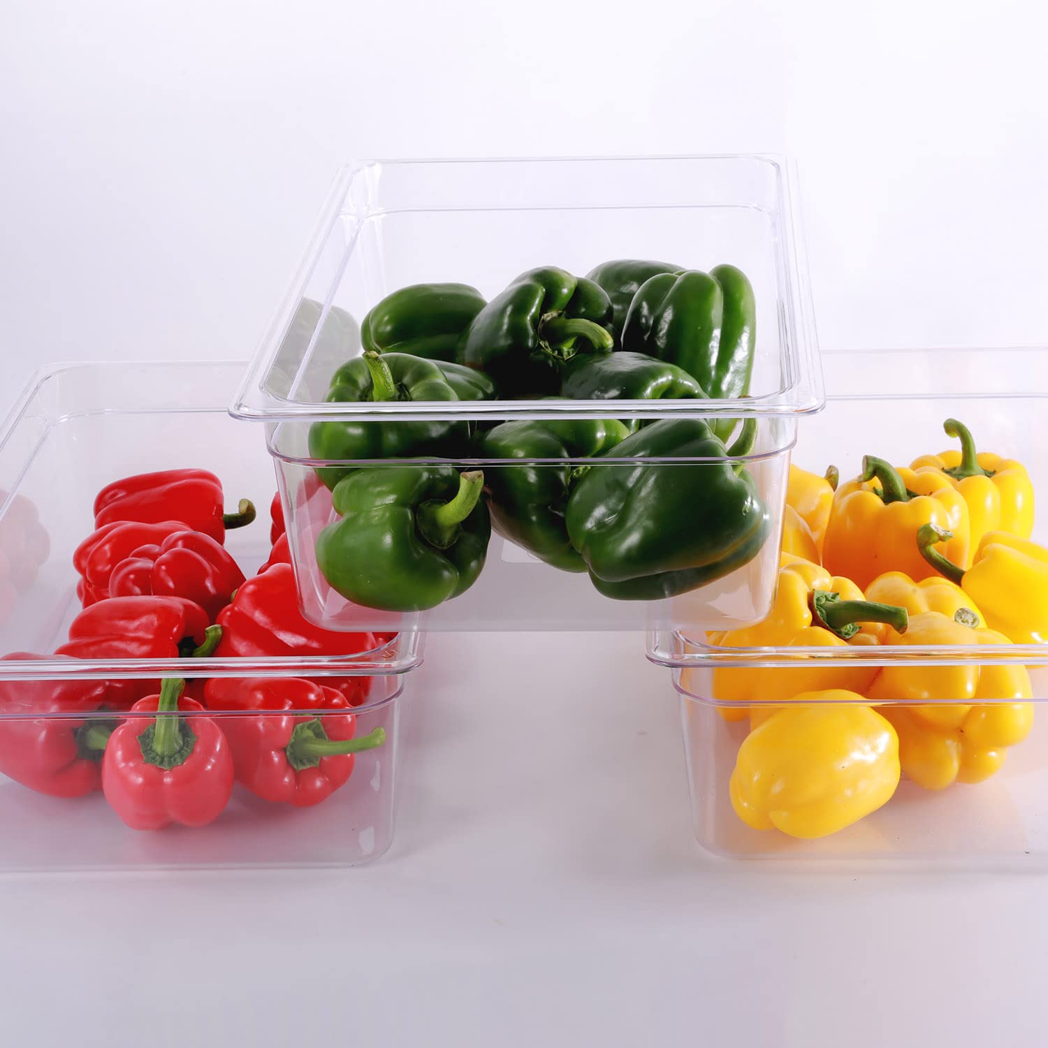 Hakka 1/1 Size 6-Pack Food Pan Full Size Clear Polycarbonate Food Pans 2.5" Deep Commercial Hotel Pans for Party, Restaurant, Hotel
