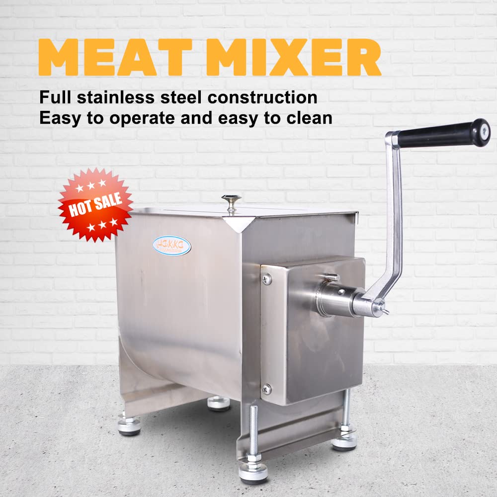 Hakka 20Liter capacity Tank Stainless Steel Manual Meat Mixer (Mixing Maximum 30-Pound for Meat)