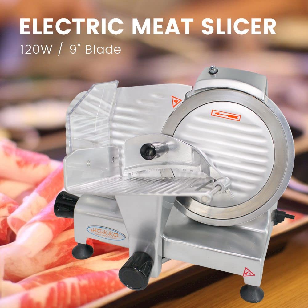 Hakka Electric 9" Blade Meat Slicer Commercial 120W Deli Kitchen Food Cutter