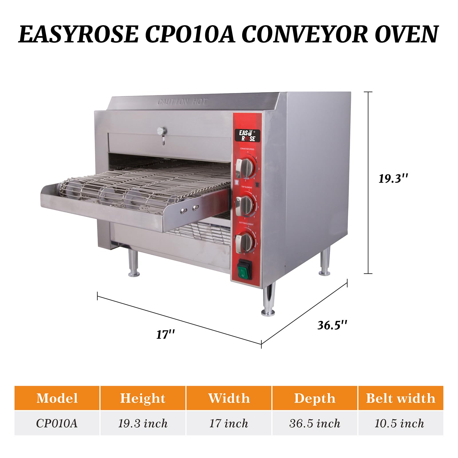 EasyRose Countertop Pizza Commercial Conveyor Oven with Belt