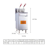 EASYROSE Commercial Natural Gas Deep Fryer 40-50 lb Capacity 3 Burners 90000 BTU , ETL Listed