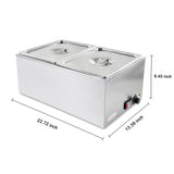 EasyRose Commercial Food Warmer 2-Pan Steam Table Food Warmer with Temperature Control & Lids, Electric Warming Trays for Food or Sauces-120V, 1200W, 10.6 QT/Pan