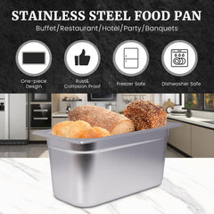 Hakka 1/3 Size Stainless Steel Food Pans,6"Deep Food Containers- Pack of 6