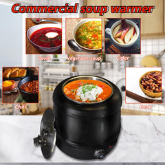 Hakka Soup Warmer Commercial, 10L Electric Soup Kettle With Hinged Lid Detachable Stainless Steel Insert Pot Temperature Adjustable 30-85℃ Catering Food Warmer for Restaurant, Buffet(UK)